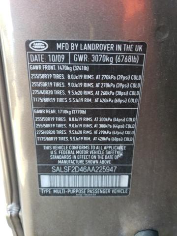 Photo 10 from auction – 2010 LAND ROVER RANGE ROVE with VIN SALSF2D46AA225947