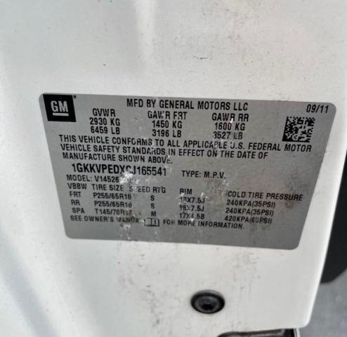 Photo 10 from auction – 2012 GMC ACADIA SLE with VIN 1GKKVPEDXCJ165541