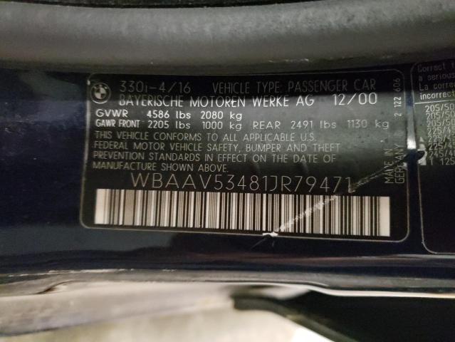 Photo 10 from auction – 2001 BMW 330 I with VIN WBAAV53481JR79471