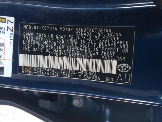 Photo 10 from auction – 2006 TOYOTA COROLLA MA with VIN 2T1KR32E96C571073