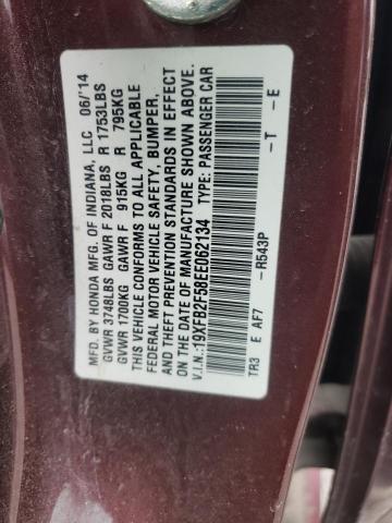 Zdjęcie 10 z aukcji – 2014 HONDA CIVIC LX z VIN 19XFB2F58EE062134