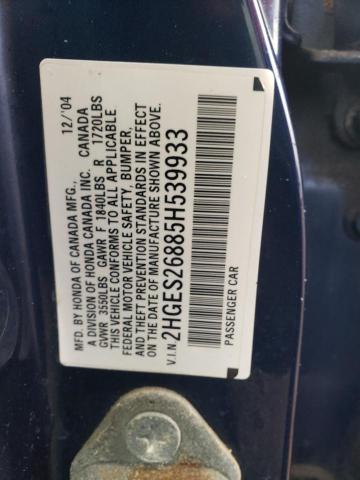 Photo 10 from auction – 2005 HONDA CIVIC EX with VIN 2HGES26885H539933