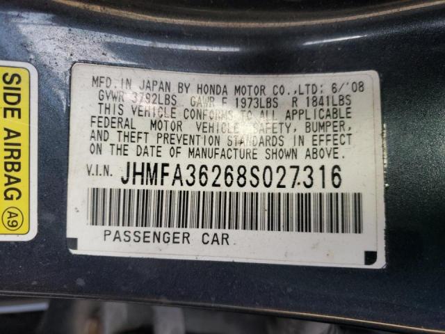 Photo 10 from auction – 2008 HONDA CIVIC HYBR with VIN JHMFA36268S027316
