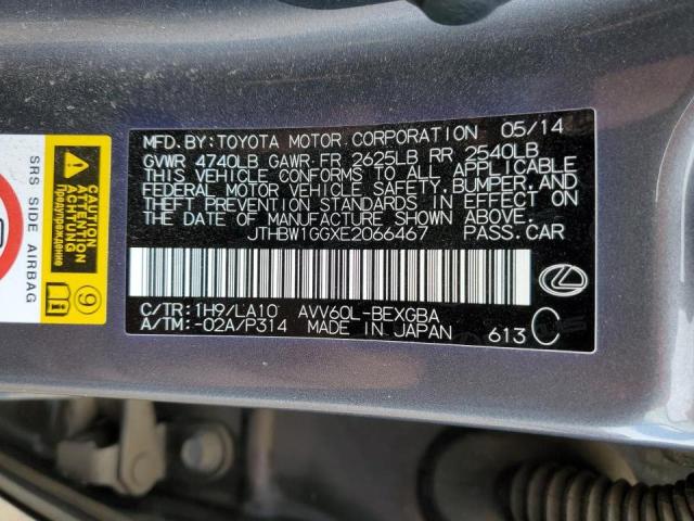 Photo 10 from auction – 2014 LEXUS ES 300H with VIN JTHBW1GGXE2066467