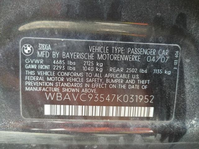 Photo 10 from auction – 2007 BMW 328 XI with VIN WBAVC93547K031952