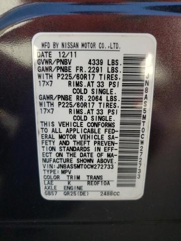 Photo 10 from auction – 2012 NISSAN ROGUE S with VIN JN8AS5MT0CW272733