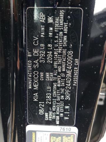 Photo 10 from auction – 2021 KIA FORTE FE with VIN 3KPF24AD9ME400908