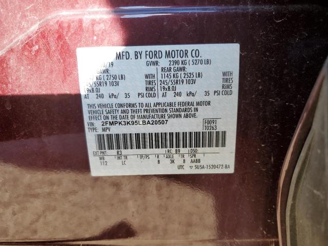 Photo 10 from auction – 2020 FORD EDGE TITAN with VIN 2FMPK3K95LBA20507