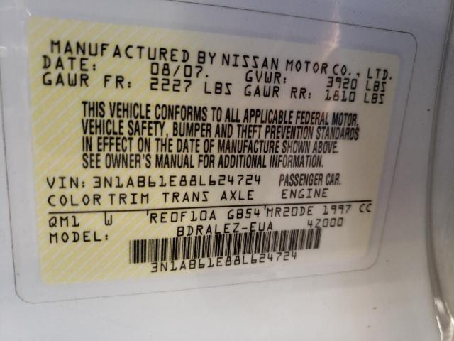 Photo 10 from auction – 2008 NISSAN SENTRA 2.0 with VIN 3N1AB61E88L624724