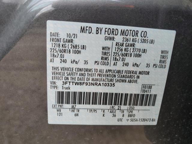 Photo 10 from auction – 2022 FORD MAVERICK X with VIN 3FTTW8F93NRA10335