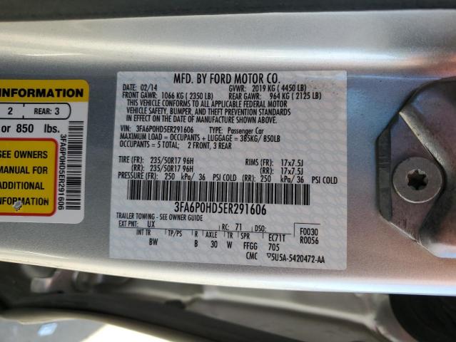 Photo 10 from auction – 2014 FORD FUSION SE with VIN 3FA6P0HD5ER291606