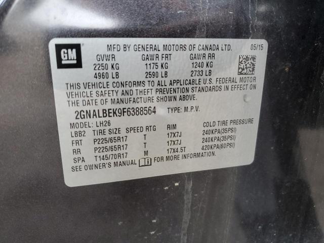 Photo 10 from auction – 2015 CHEVROLET EQUINOX LT with VIN 2GNALBEK9F6388564
