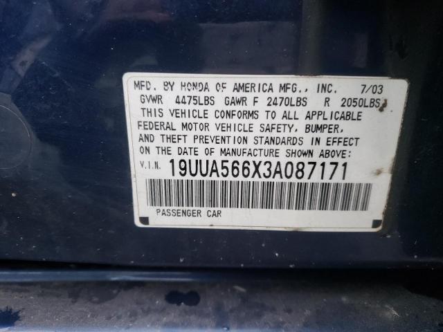 Photo 10 from auction – 2003 ACURA 3.2TL with VIN 19UUA566X3A087171