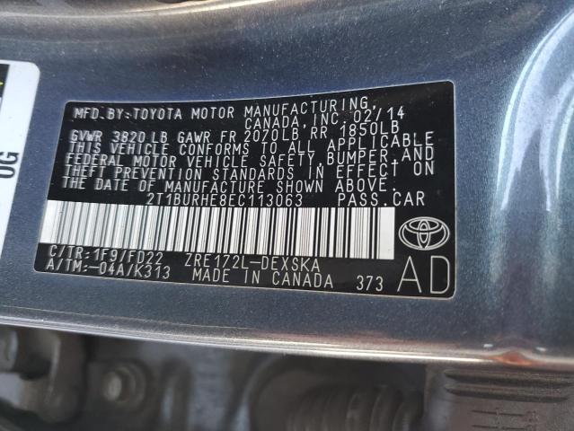 Photo 10 from auction – 2014 TOYOTA COROLLA L with VIN 2T1BURHE8EC113063