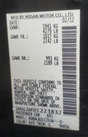 Photo 10 from auction – 2012 NISSAN ALTIMA BAS with VIN 1N4AL2AP2CC223832