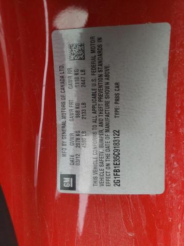 Photo 10 from auction – 2012 CHEVROLET CAMARO LT with VIN 2G1FB1E35C9183122