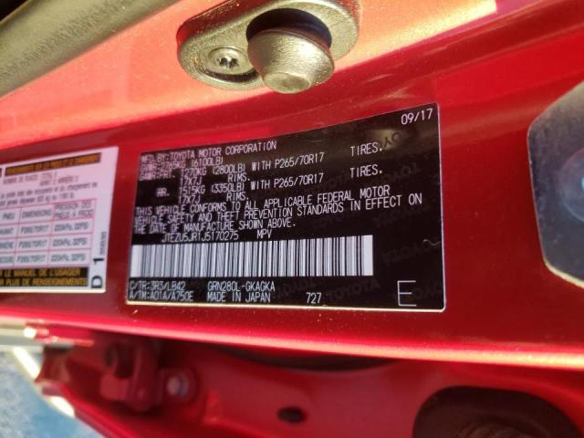 Photo 10 from auction – 2018 TOYOTA 4 RUNNER with VIN JTEZU5JR1J5170275