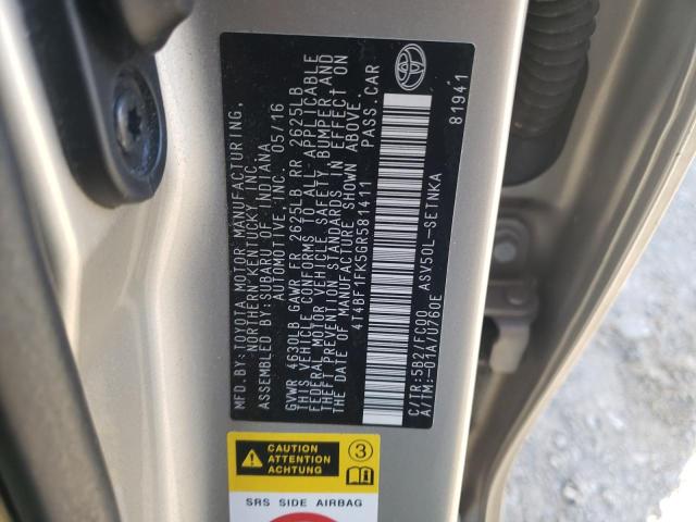 Photo 10 from auction – 2016 TOYOTA CAMRY LE with VIN 4T4BF1FK5GR581411