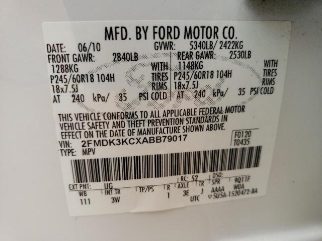 Photo 10 from auction – 2010 FORD EDGE LIMIT with VIN 2FMDK3KCXABB79017