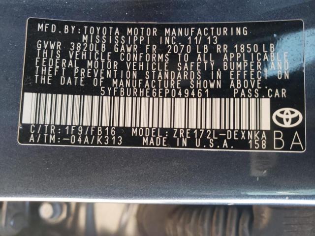 Photo 10 from auction – 2014 TOYOTA COROLLA L with VIN 5YFBURHE6EP049461