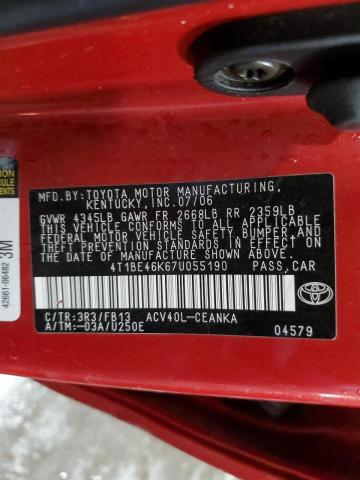 Photo 10 from auction – 2007 TOYOTA CAMRY CE with VIN 4T1BE46K67U055190