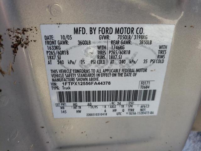 Photo 10 from auction – 2006 FORD F150 with VIN 1FTPX12556FA44378