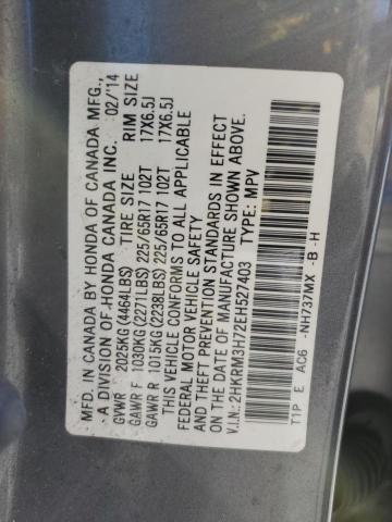 Photo 10 from auction – 2014 HONDA CR-V EXL with VIN 2HKRM3H72EH527403