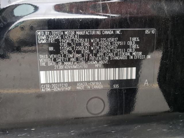 Photo 10 from auction – 2010 TOYOTA RAV4 with VIN 2T3BF4DV4AW054760