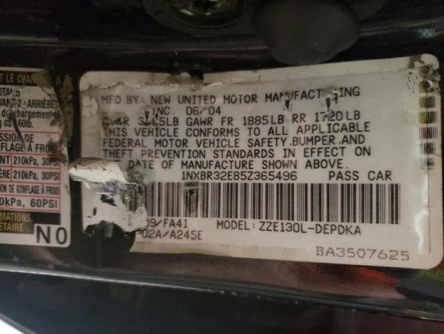 Photo 10 from auction – 2005 TOYOTA COROLLA with VIN 1NXBR32E85Z365496