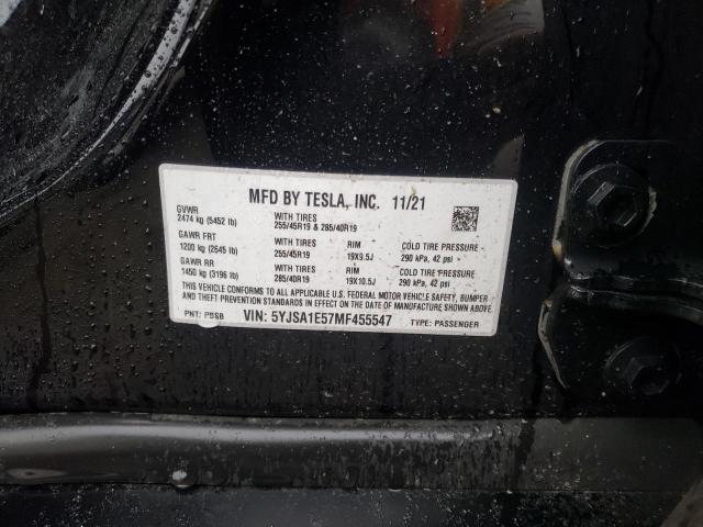 Photo 10 from auction – 2021 TESLA MODEL S with VIN 5YJSA1E57MF455547