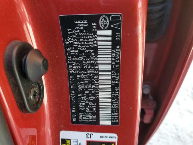 Photo 10 from auction – 2012 TOYOTA COROLLA BA with VIN 2T1BU4EE6CC762980