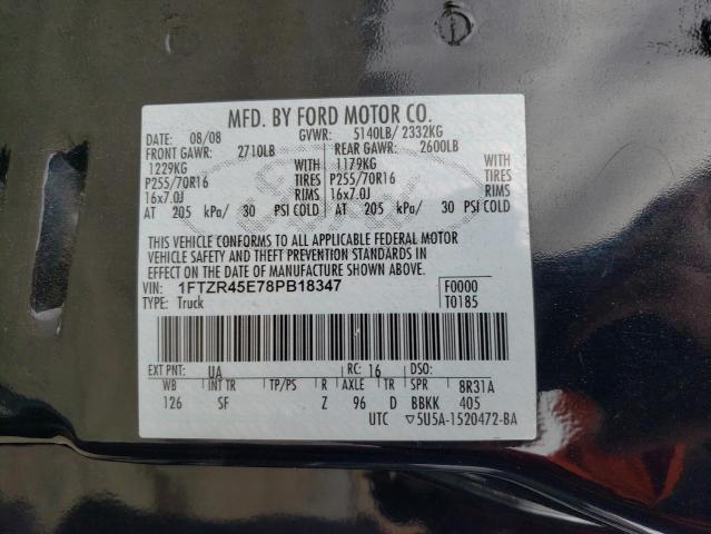 Photo 10 from auction – 2008 FORD RANGER SUP with VIN 1FTZR45E78PB18347