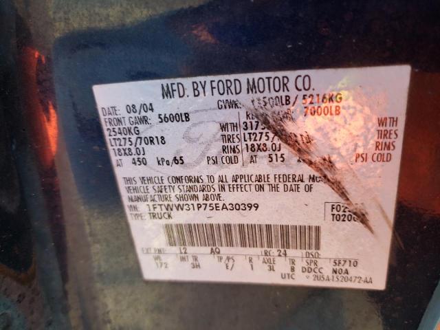 Photo 10 from auction – 2005 FORD F350 SRW S with VIN 1FTWW31P75EA30399
