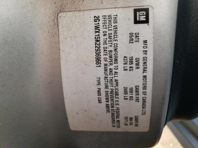 Photo 10 from auction – 2002 CHEVROLET MONTE CARL with VIN 2G1WX15K229369661