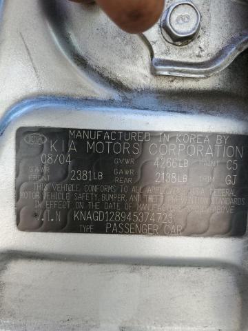 Photo 10 from auction – 2004 KIA OPTIMA LX with VIN KNAGD128945374723