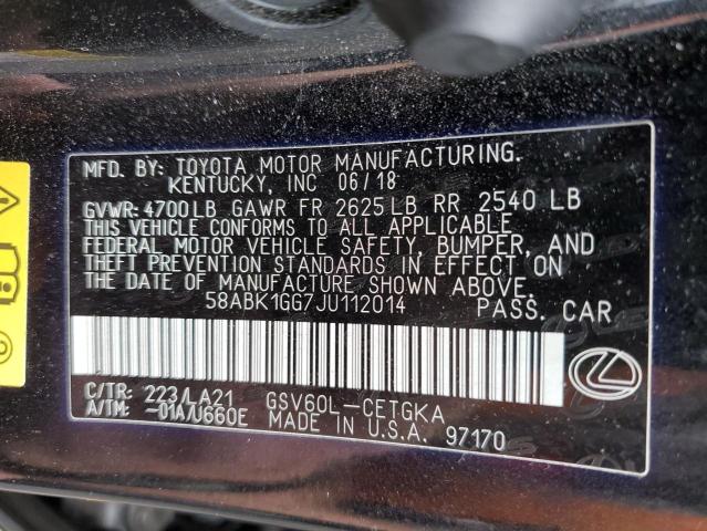 Photo 10 from auction – 2018 LEXUS ES 350 with VIN 58ABK1GG7JU112014