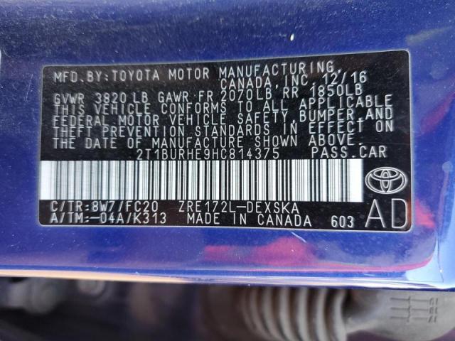 Photo 10 from auction – 2017 TOYOTA COROLLA L with VIN 2T1BURHE9HC814375