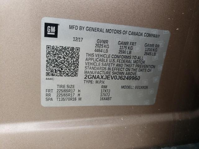 Photo 10 from auction – 2018 CHEVROLET EQUINOX LT with VIN 2GNAXJEV0J6249960