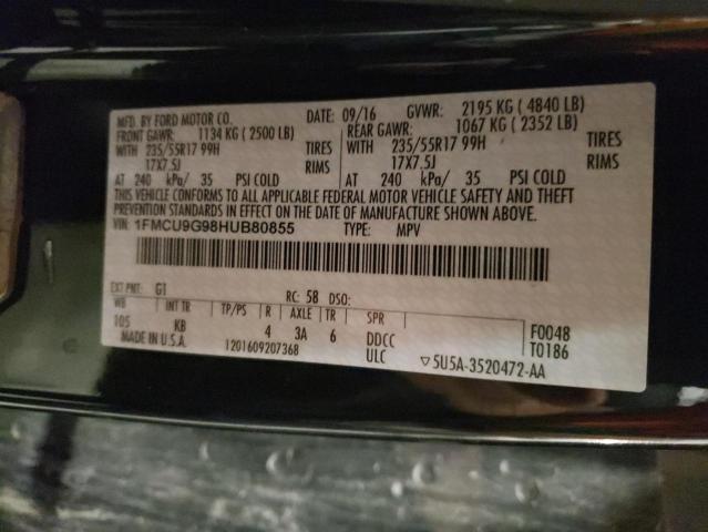 Photo 10 from auction – 2017 FORD ESCAPE SE with VIN 1FMCU9G98HUB80855