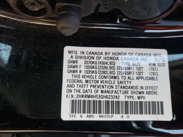 Photo 10 from auction – 2016 HONDA CR-V EX with VIN 2HKRM4H53GH623242