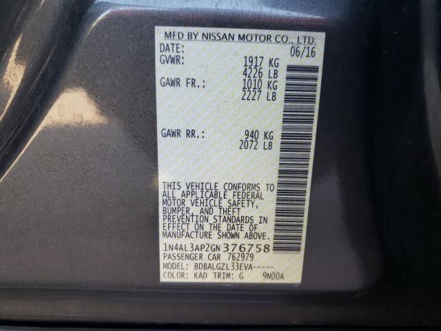 Photo 10 from auction – 2016 NISSAN ALTIMA 2.5 with VIN 1N4AL3AP2GN376758