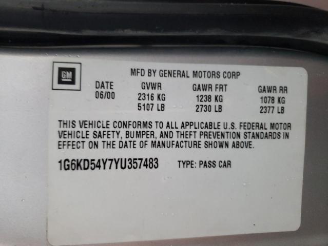 Photo 10 from auction – 2000 CADILLAC DEVILLE with VIN 1G6KD54Y7YU357483