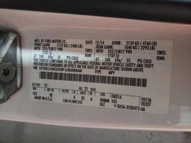 Photo 10 from auction – 2015 FORD ESCAPE SE with VIN 1FMCU9GX9FUB08848