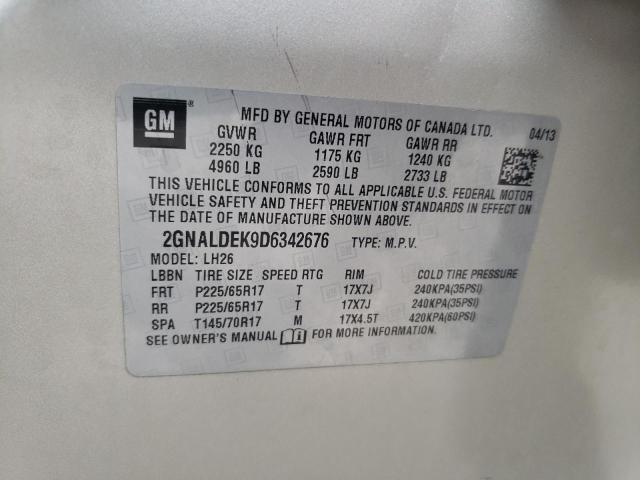Photo 10 from auction – 2013 CHEVROLET EQUINOX LT with VIN 2GNALDEK9D6342676