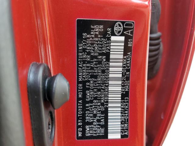Photo 10 from auction – 2016 TOYOTA COROLLA L with VIN 2T1BURHE4GC600392
