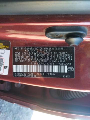 Photo 10 from auction – 2005 TOYOTA CAMRY LE with VIN 4T1BE32K75U413409