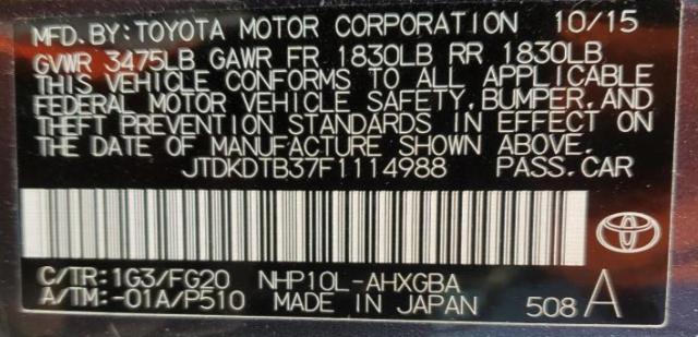 Photo 10 from auction – 2015 TOYOTA PRIUS C with VIN JTDKDTB37F1114988