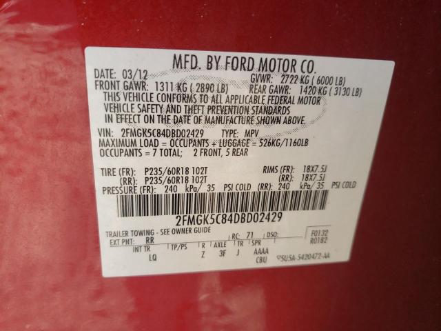Photo 10 from auction – 2013 FORD FLEX SEL with VIN 2FMGK5C84DBD02429