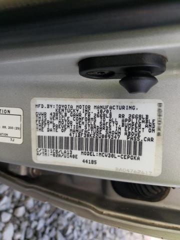 Photo 10 from auction – 2002 TOYOTA CAMRY LE with VIN 4T1BF30K22U009347