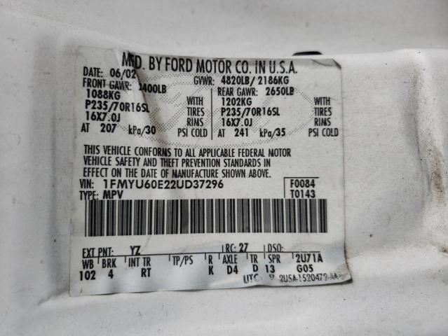Photo 10 from auction – 2002 FORD EXPLORER S with VIN 1FMYU60E22UD37296